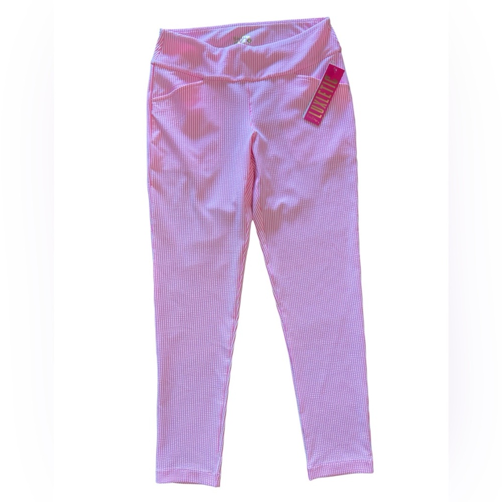 Lilly Pulitzer UPF 50+ Luxletic Corso Pant Havana Pink Performance Seersucker 8